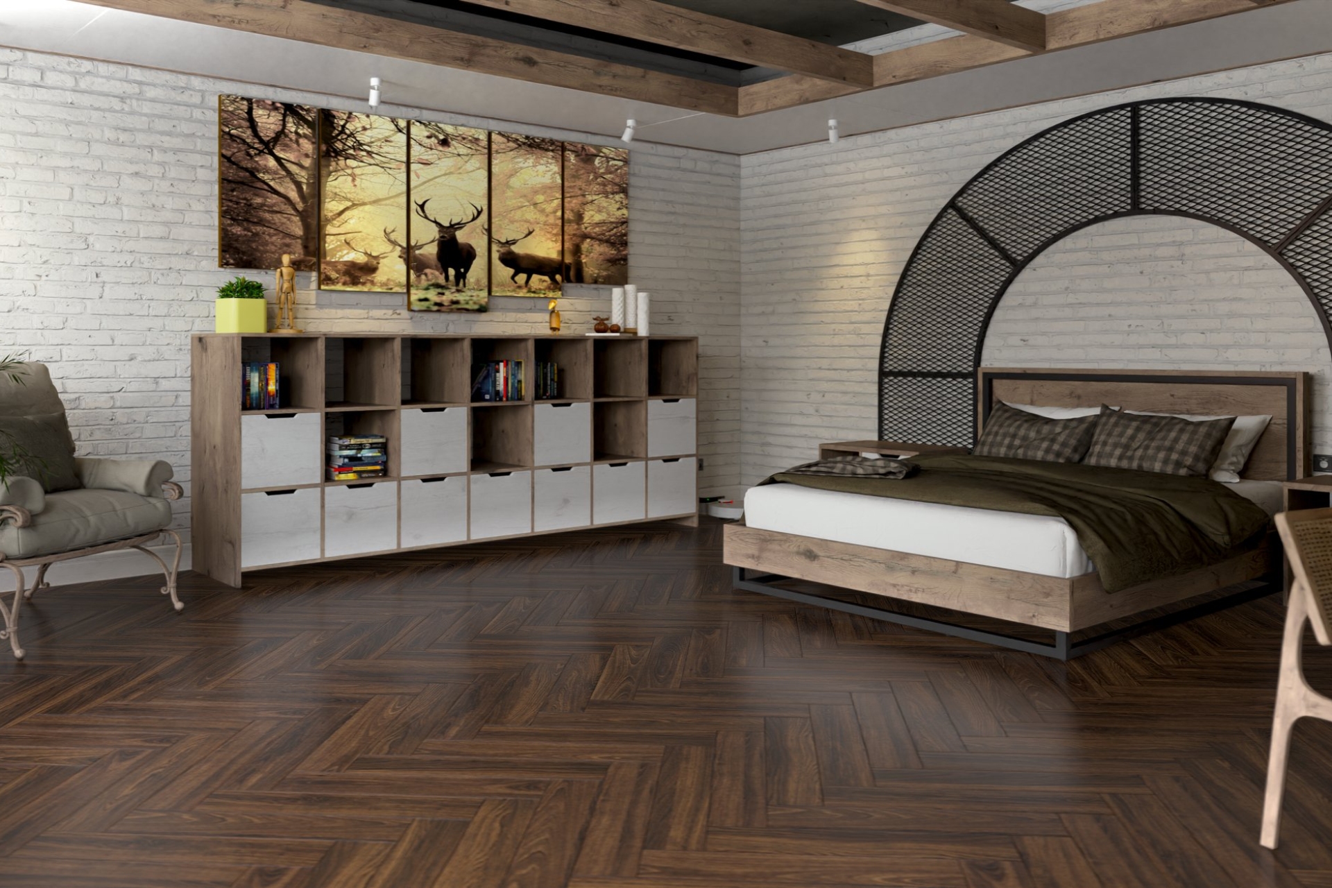 Инженерный паркет «Damy Floor» Каштановый (укладка елочкой) — купить в Севастополе