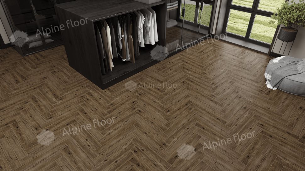 Ламинат "Alpine Floor" Herringbone 12 PRO Дуб Бордо (606*101*12 мм) — купить в Севастополе